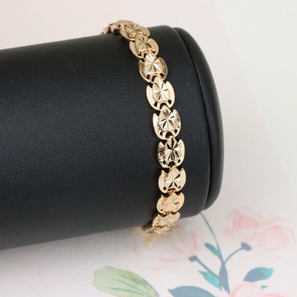 "Rose Gold Bracelet with Etched Disc Pattern in Elegant Finish, XPBL1148 - Picture 9 of 12
